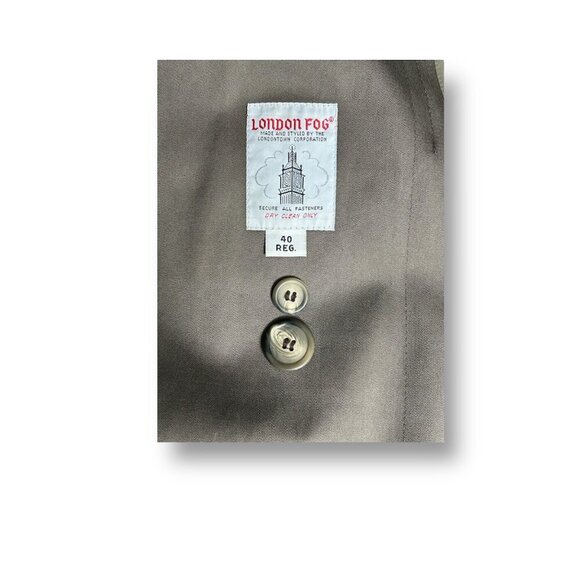 London Fog 40 Regular Khaki Belted Trench Coat Double Breasted Vintage USA - Picture 11 of 12